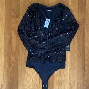 Womes- Express-  XS- Black Sequin Body Suit